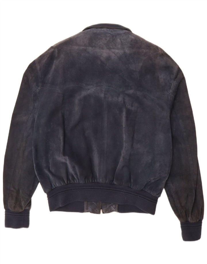 Vintage Herren Wildleder Bomberjacke UK 42 XL Marineblau