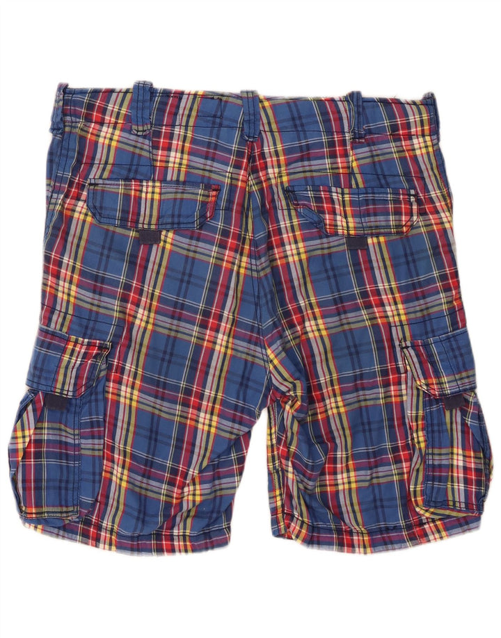 Jack & Jones Herren-Cargo-Shorts, mittelgroß, W34, blau karierte Baumwolle