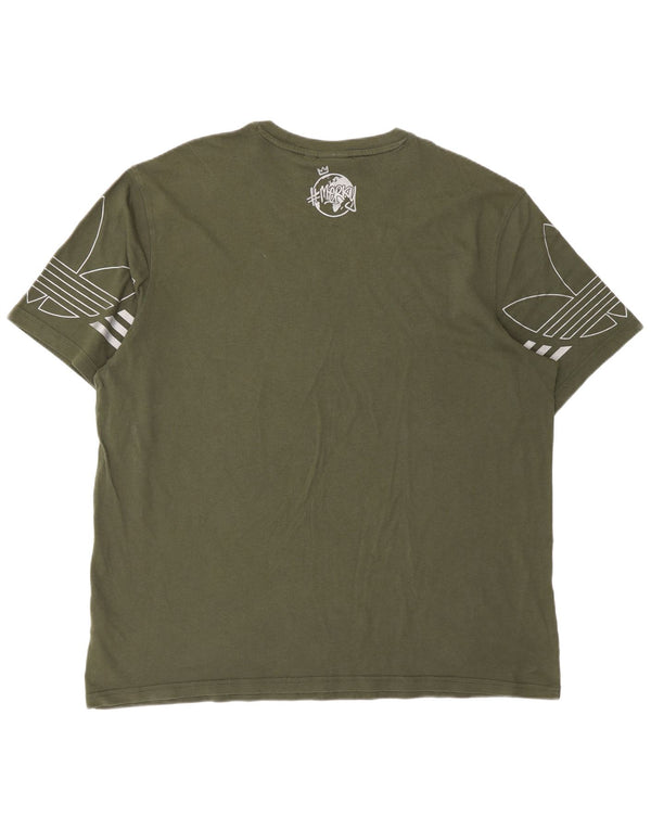 Adidas Herren Grafik T-Shirt Top XL Grün Baumwolle
