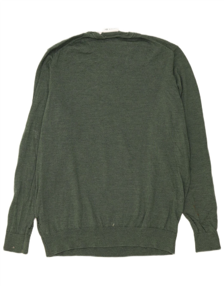 Lacoste Herren-Pullover mit Rundhalsausschnitt, Größe 7 2XL, grüne Schurwolle