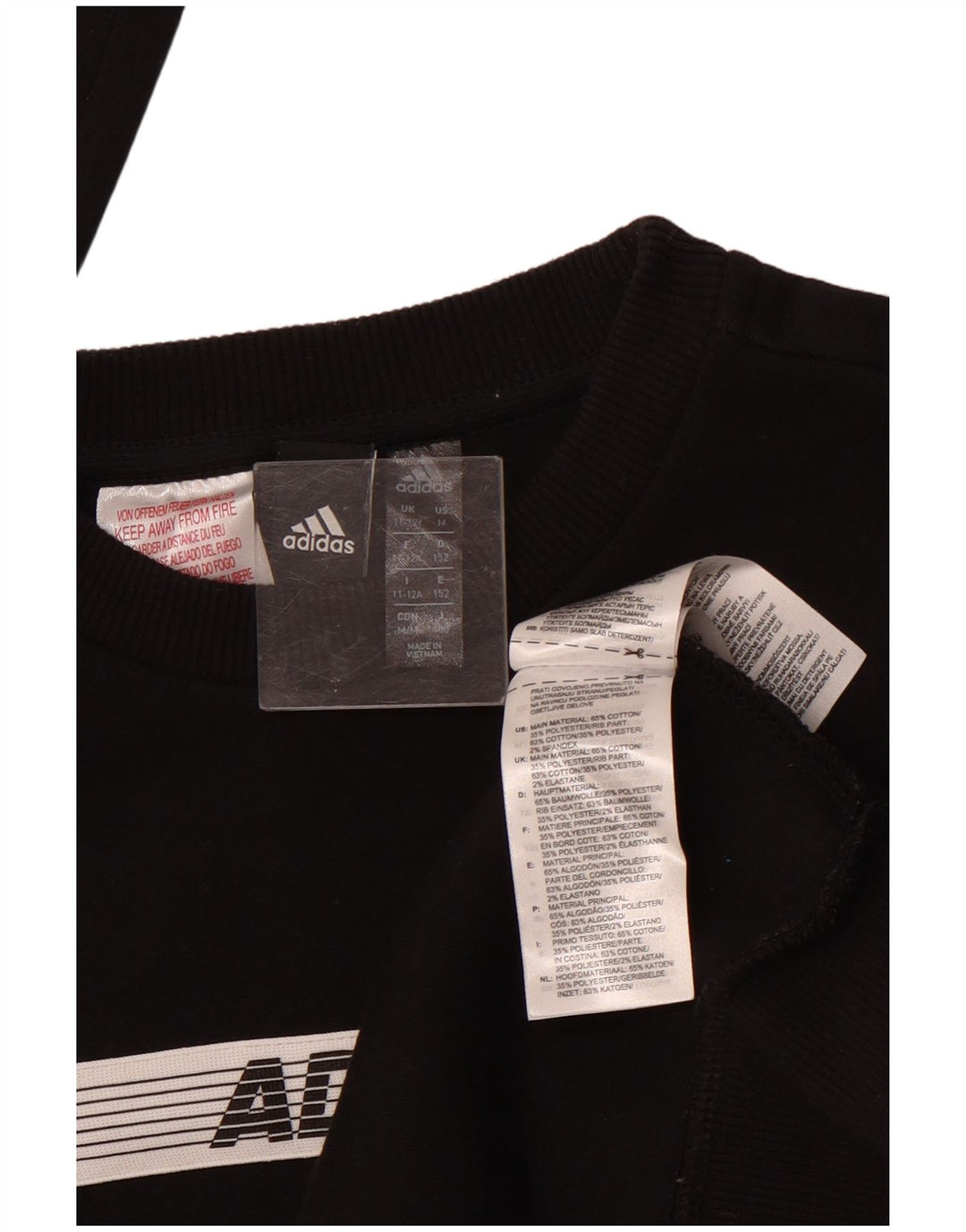 ADIDAS Grafik-Sweatshirt für Jungen, 11–12 Jahre, schwarze Farbblock-Baumwolle