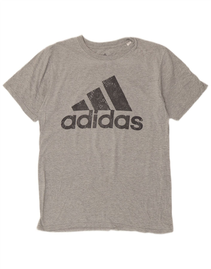 ADIDAS Herren Grafik-T-Shirt-Oberteil aus mittelgrauer Baumwolle