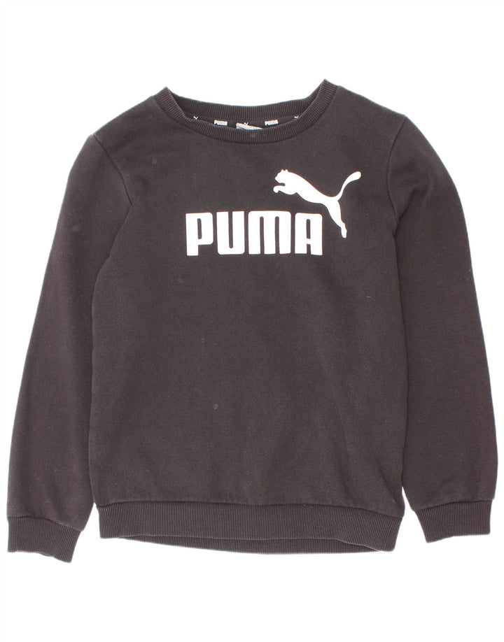 Puma Jungen Grafik-Sweatshirt-Pullover 7–8 Jahre, schwarze Baumwolle