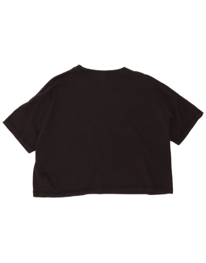 Champion Damen Oversize Crop Graphic T-Shirt Top UK 14 Medium Schwarz