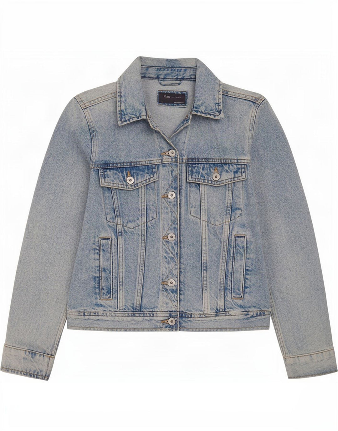 Marks & Spencer Damen Jeansjacke UK 14 Mittelblaue Baumwolle
