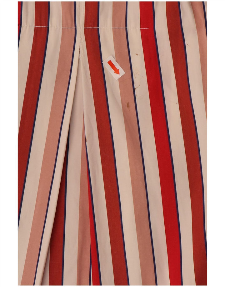 Vintage Damen A-Linie Kleid UK 12 Mittelrot gestreift