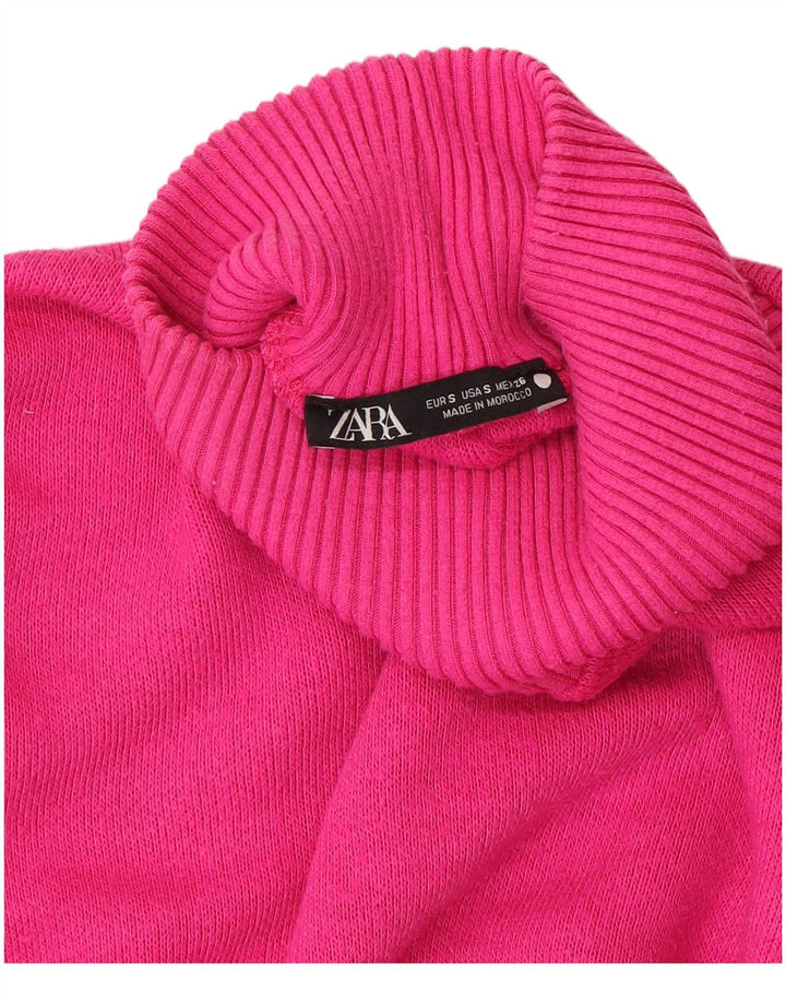 Zara Damen Crop Oversized Rollkragenpullover Pullover UK 10 Small Pink