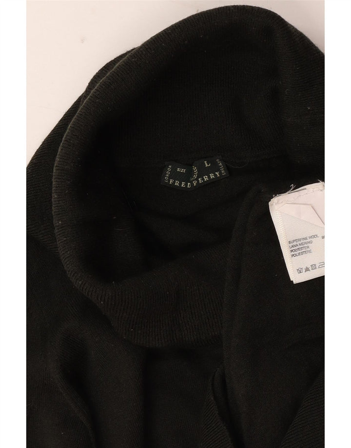 Fred Perry Damen Longline Rollkragenpullover Pullover UK 14 Large Grün