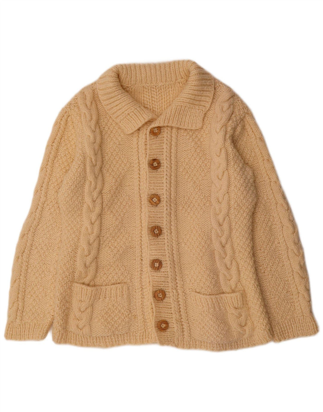 Vintage Herren Strickjacke Pullover Groß Beige