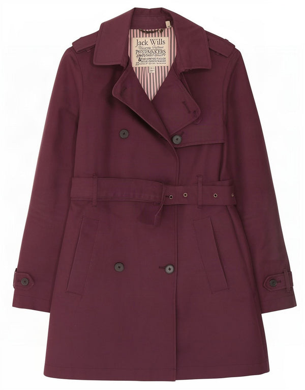 Jack Wills Damen Trenchcoat UK 10 Small Kastanienbraun Baumwolle