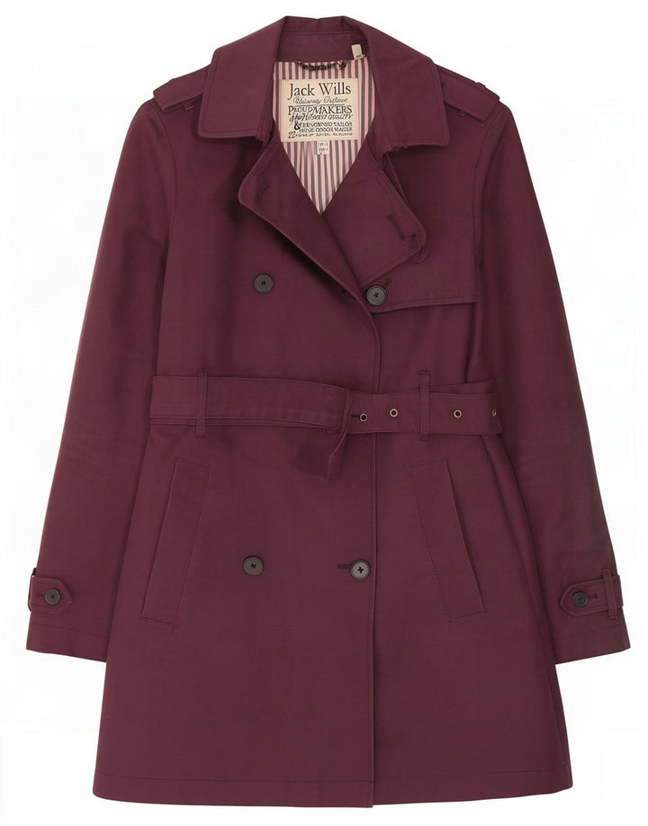 Jack Wills Damen Trenchcoat UK 10 Small Kastanienbraun Baumwolle
