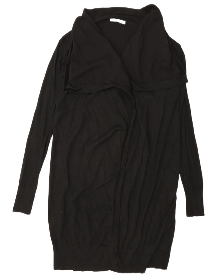Zara Damen Longline Open Cardigan Pullover UK 12 Mittelschwarze Viskose