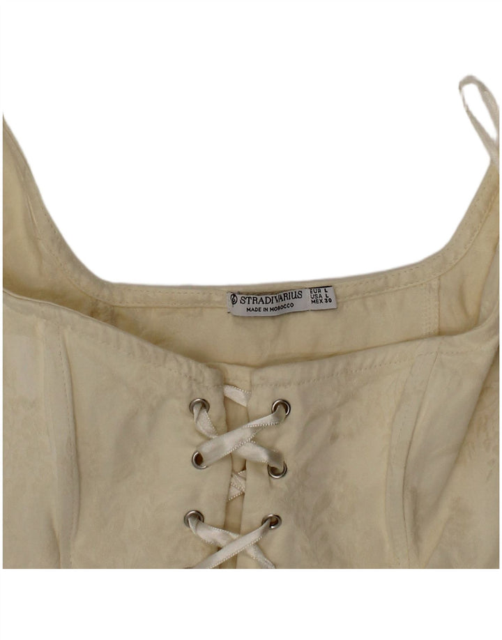 Stradivarius Damen Crop-Korsett-Oberteil, Größe L, gebrochenes Weiß