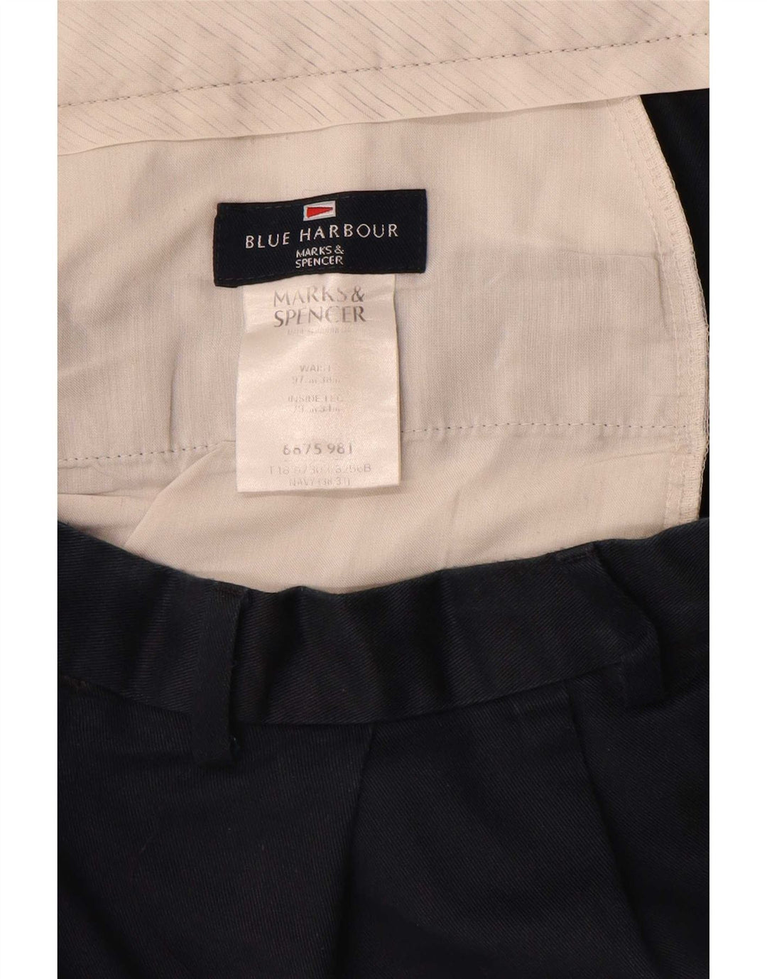 Marks & Spencer Herren Blue Harbor Pegged Anzughose W38 L31 Marineblau