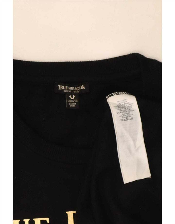 True Religion Herren-Sweatshirt mit Grafik, 2XL, schwarze Baumwolle