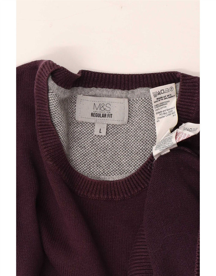 Marks & Spencer Herren-Pullover mit Rundhalsausschnitt, reguläre Passform, Größe L, Burgunderrot