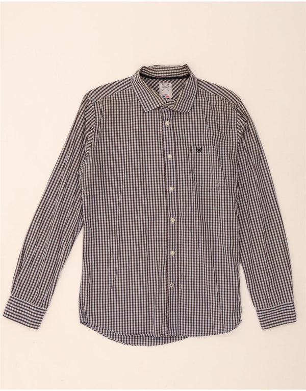 Crew Clothing Herren-Hemd mit maßgeschneiderter Passform, groß, braun, Gingham-Baumwolle