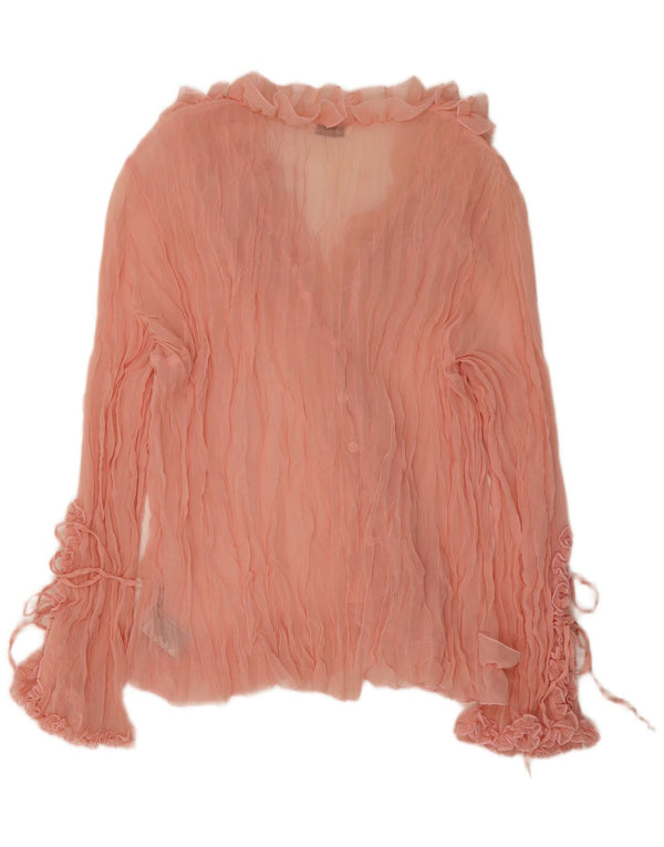 Kaelin Damen-Langarmblusenoberteil mit Rüschen vorne UK 22 3XL Rosa Polyester