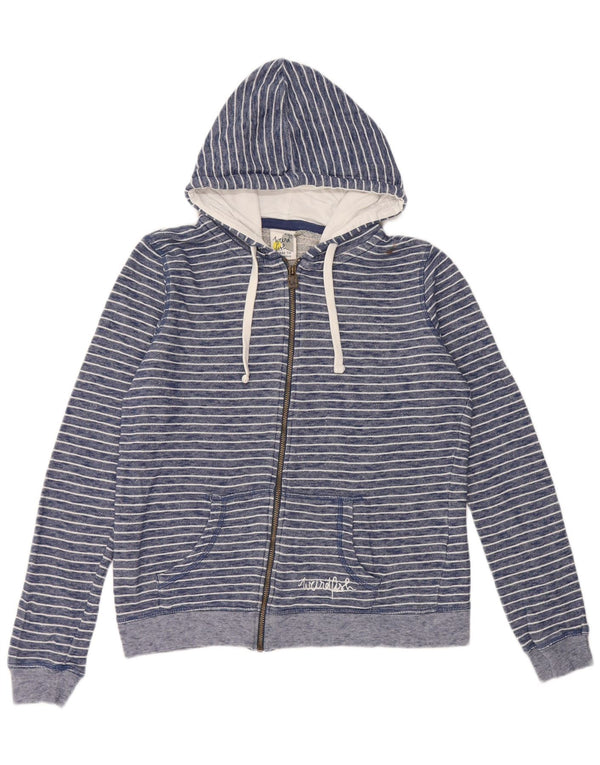 Weird Fish Damen-Kapuzenpullover mit Reißverschluss, UK 12, mittelmarineblau, gestreift, Baumwolle