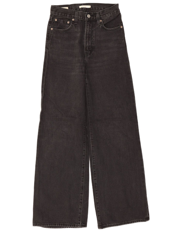 Levi's Damen Ribcage Jeans mit hoher Taille und weitem Bein, W25 L30, schwarze Baumwolle