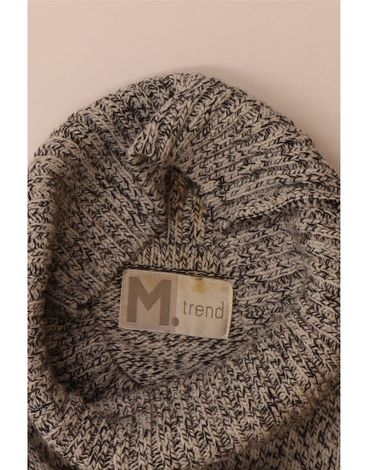 VINTAGE Herren Rollkragenpullover Pullover 2XL Grau Fair Isle Acryl