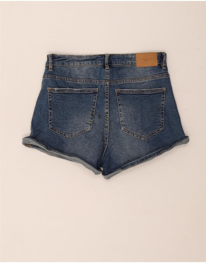 Zara Damen Distressed Denim Shorts EU 36 XS W26 Blau