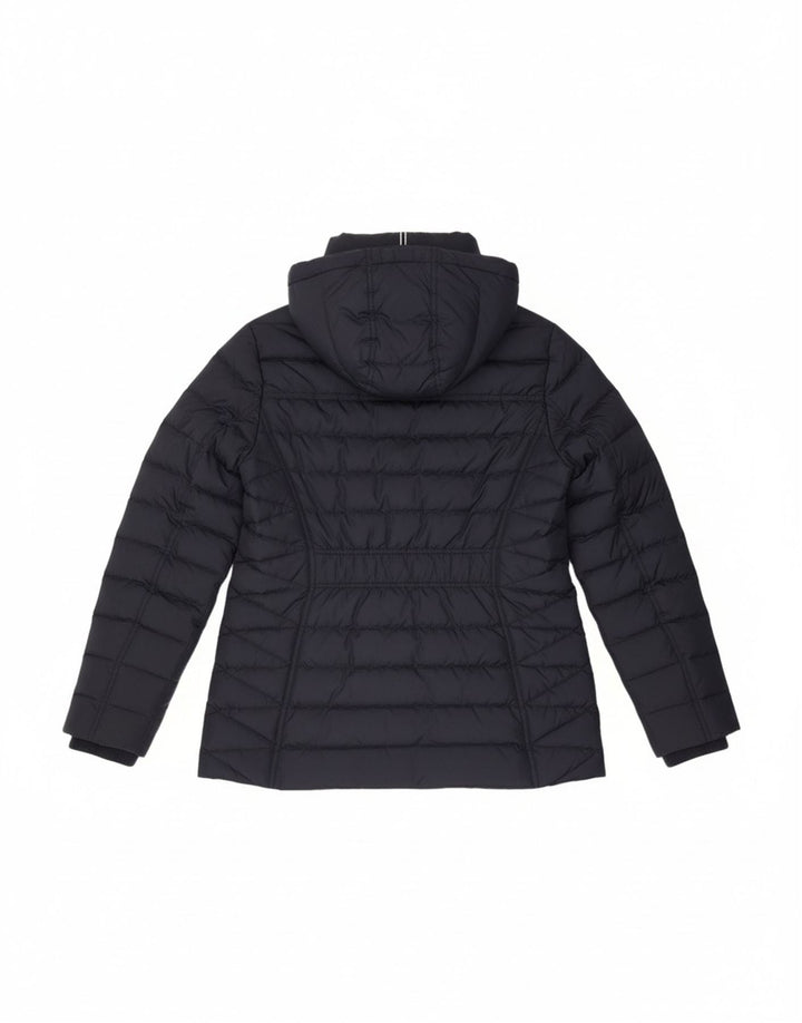 TOMMY HILFIGER Womens Hooded Padded Jacket UK 16 Large Navy Blue Polyester