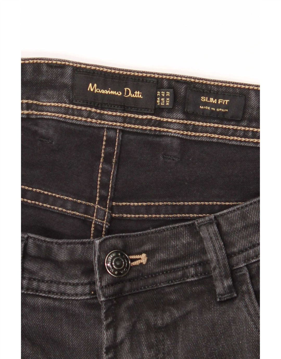 Massimo Dutti Herren Slim Jeans EU 42 Large W32 L30 Graue Baumwolle