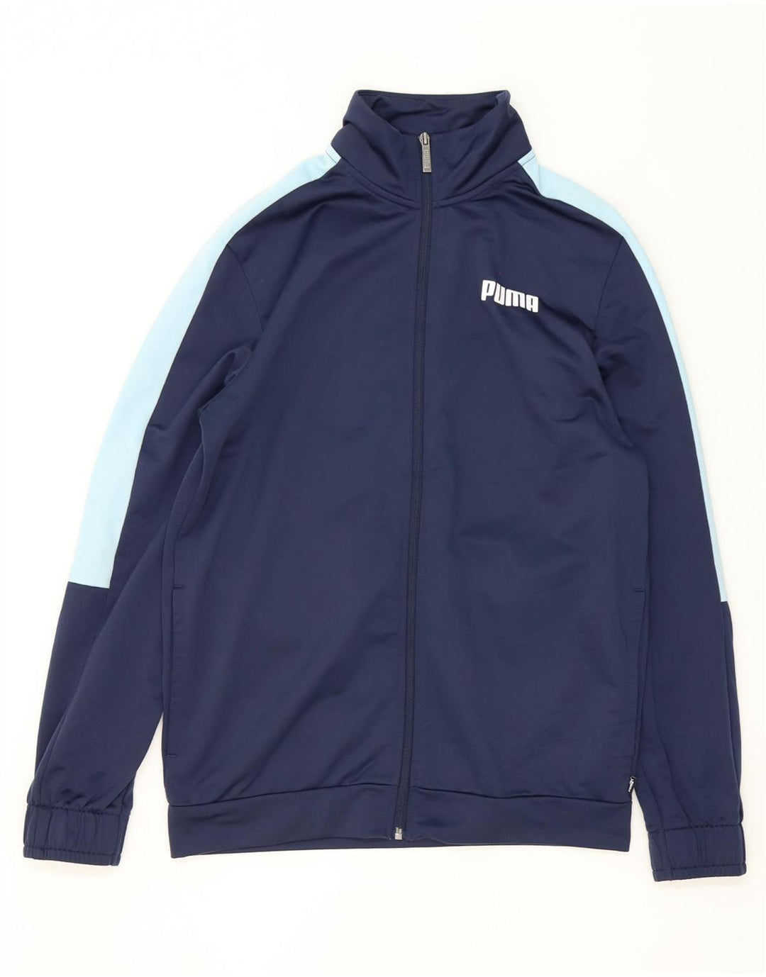 Puma Herren-Trainingsanzug-Top-Jacke, klein, marineblaues Farbblock-Polyester