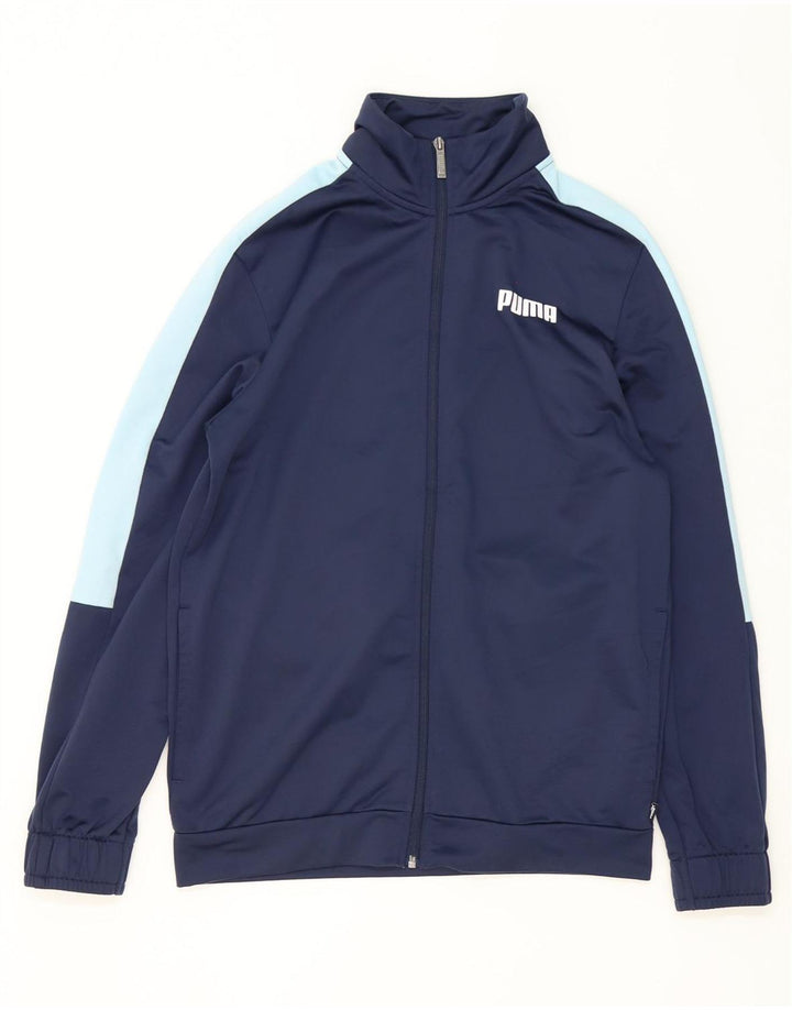 Puma Herren-Trainingsanzug-Top-Jacke, klein, marineblaues Farbblock-Polyester