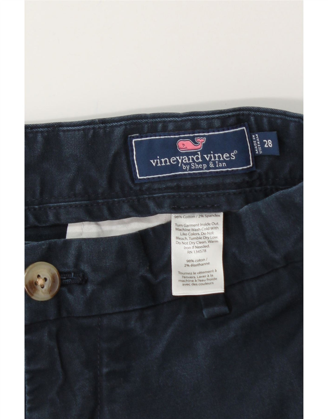 VINEYARD VINES Herren Chinoshorts W28 Small Marineblau Baumwolle
