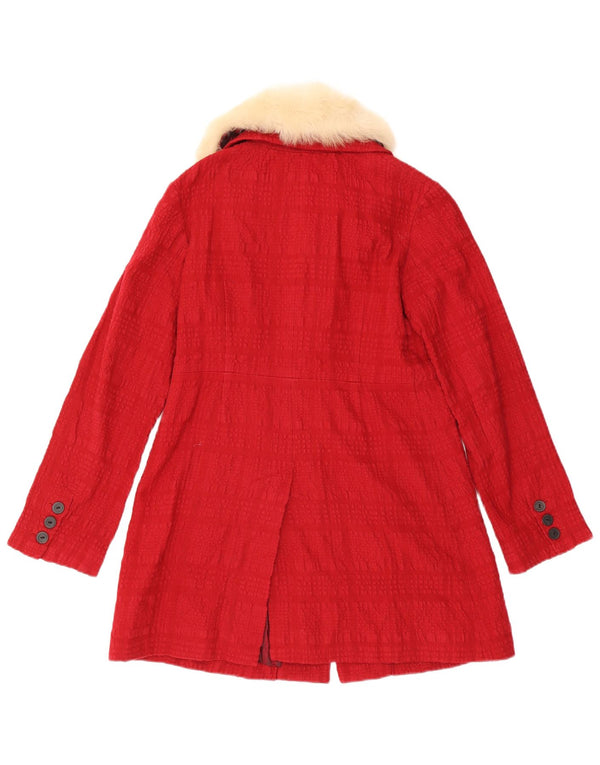 Jigsaw Damenmantel UK 8 Small Red Check Baumwolle