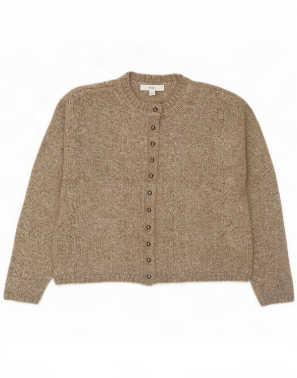 Marks & Spencer Damen Crop Cardigan Pullover UK 10 Small Brown Acrylic