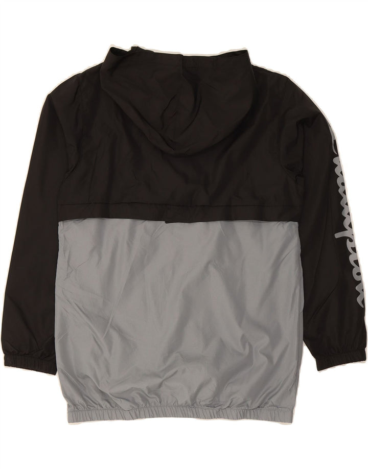 CHAMPION Boys Graphic Anorak Jacket 9-10 Years Medium Black Colourblock Vintage Champion and Second-Hand Champion from Messina Hembry 