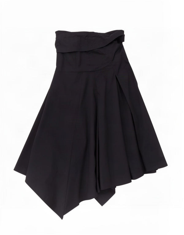 Max Mara Damen Wickelrock, asymmetrisch, UK 6, XS, W25, Marineblau, Baumwolle