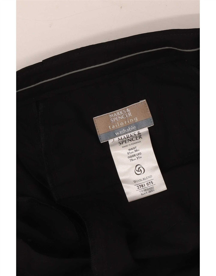 Marks & Spencer Herren-Anzughose mit Pegged-Anzug, W36, L31, schwarzes Polyester
