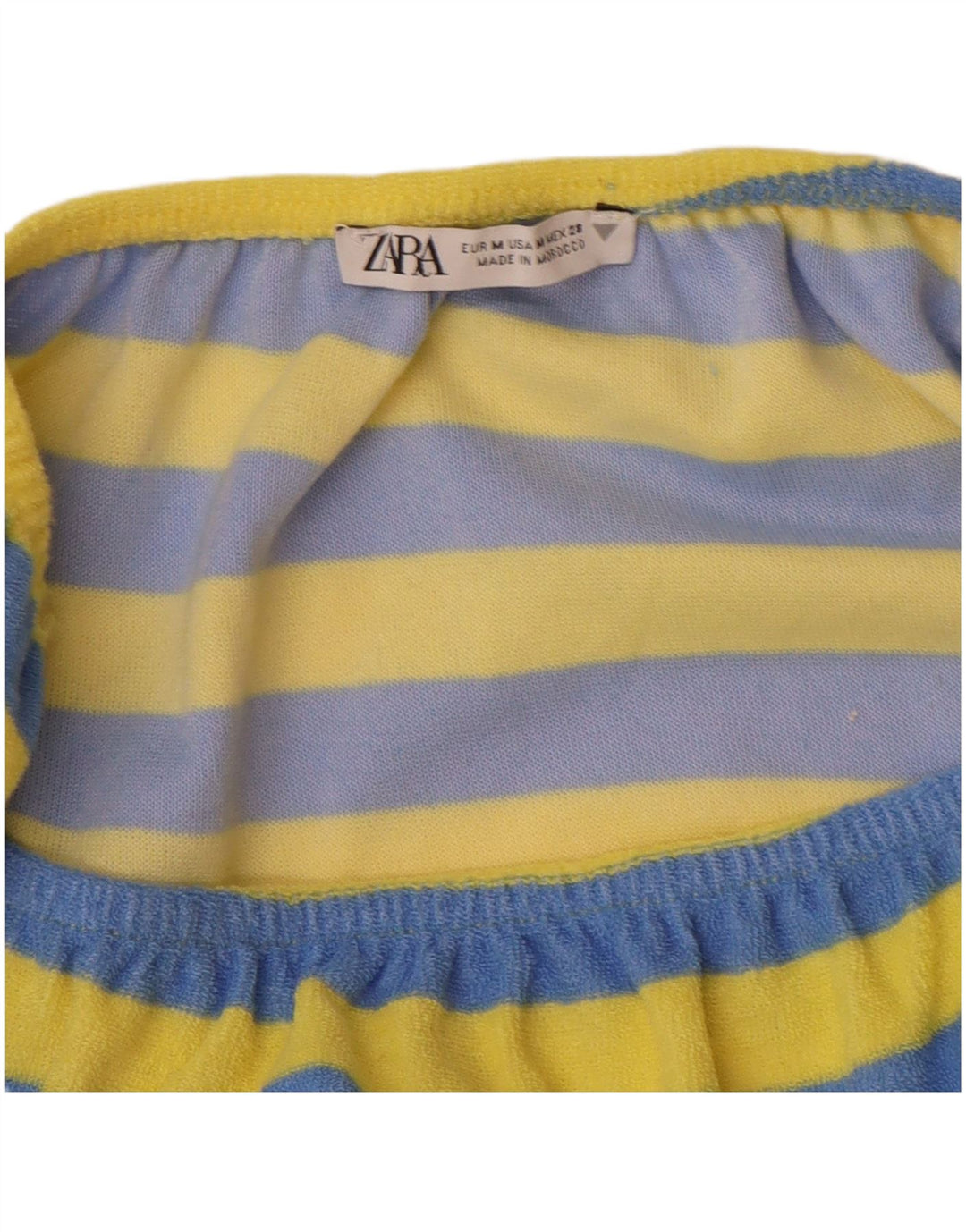 Trägerloser Playsuit für Damen von Zara, UK 12, Mittelblau, gestreift, Baumwolle