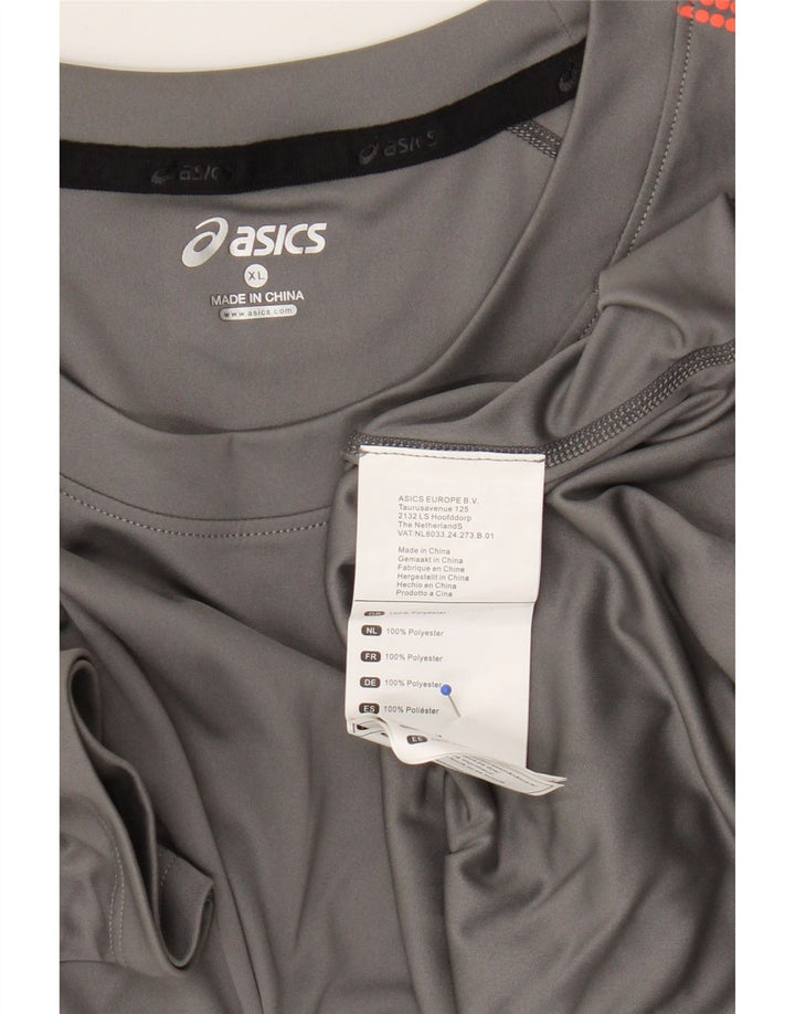 Asics Herren T-Shirt Top XL Graues geometrisches Polyester