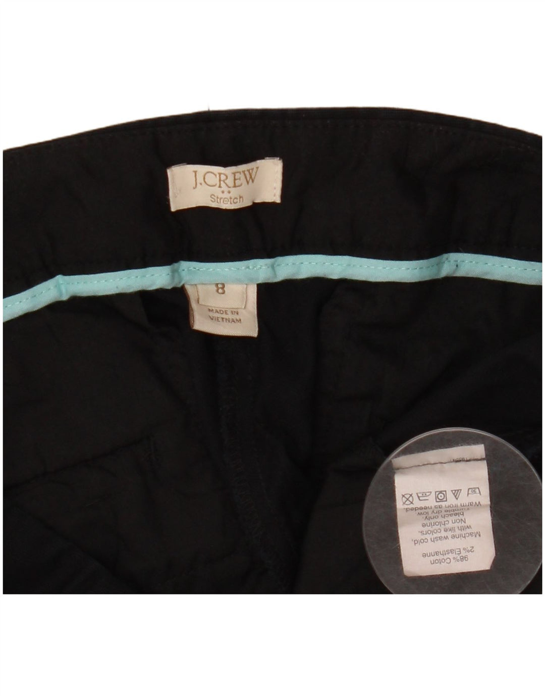 J. Crew Damen Slim Cropped-Hose US 8 Medium W32 L26 Schwarze Baumwolle