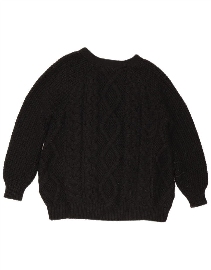 Stefanel Damen Strickjacke UK 14 Mittelschwarze Wolle