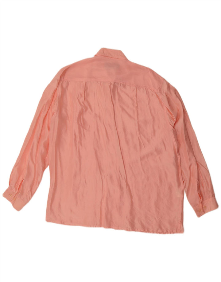 Vintage Damen Übergroßes Hemd UK 14 Mittelrosa Seide