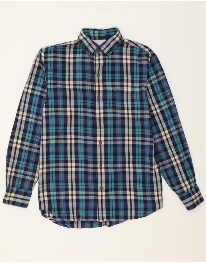IZOD Mens Flannel Shirt Small Blue Check Cotton Vintage Izod and Second-Hand Izod from Messina Hembry 