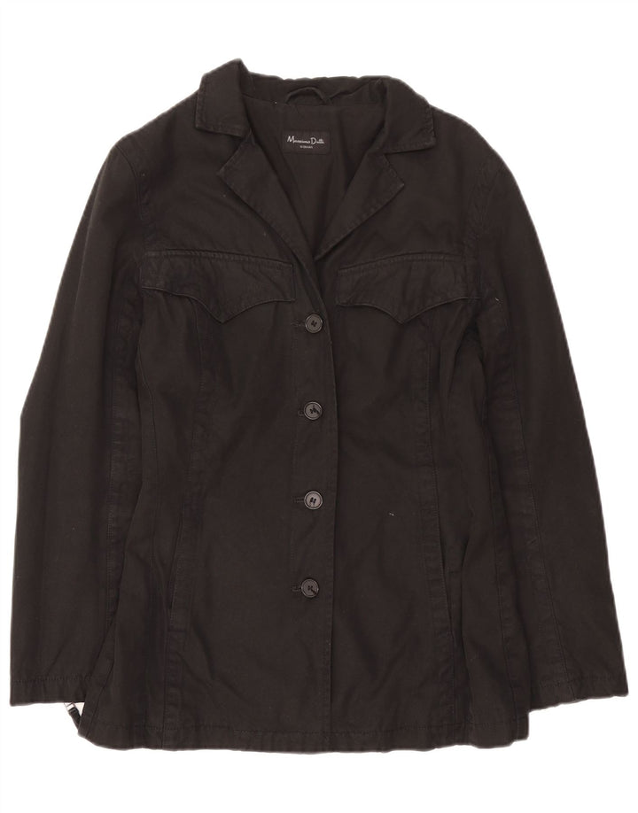 Massimo Dutti Damen Utility-Jacke UK 16 Große schwarze Baumwolle