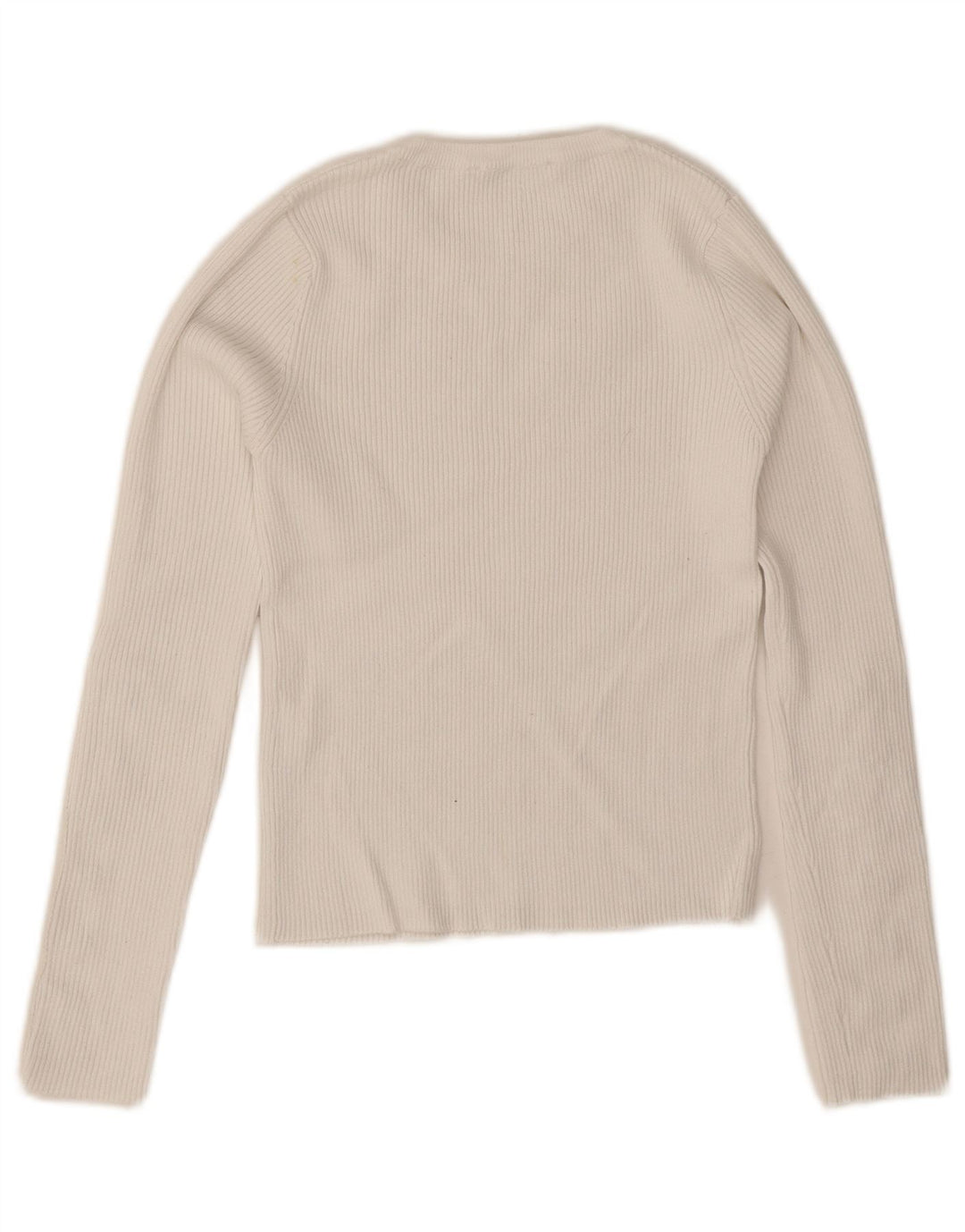 Zara Damen Crop Crew Neck Pullover Pullover UK 12 Mittelweiße Viskose