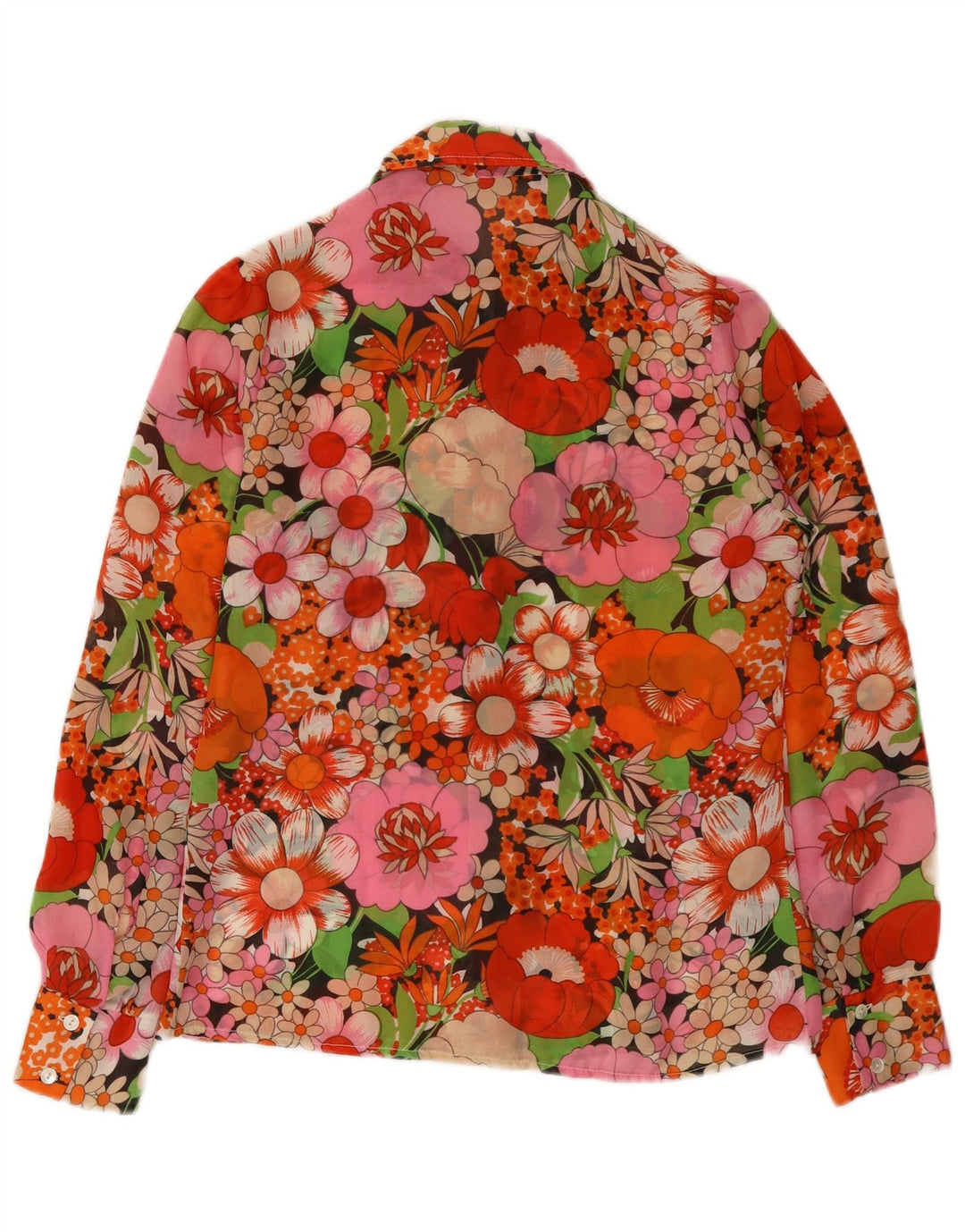 Vintage Damen Hemdbluse UK 12 Medium Mehrfarbig Blumen Polyester