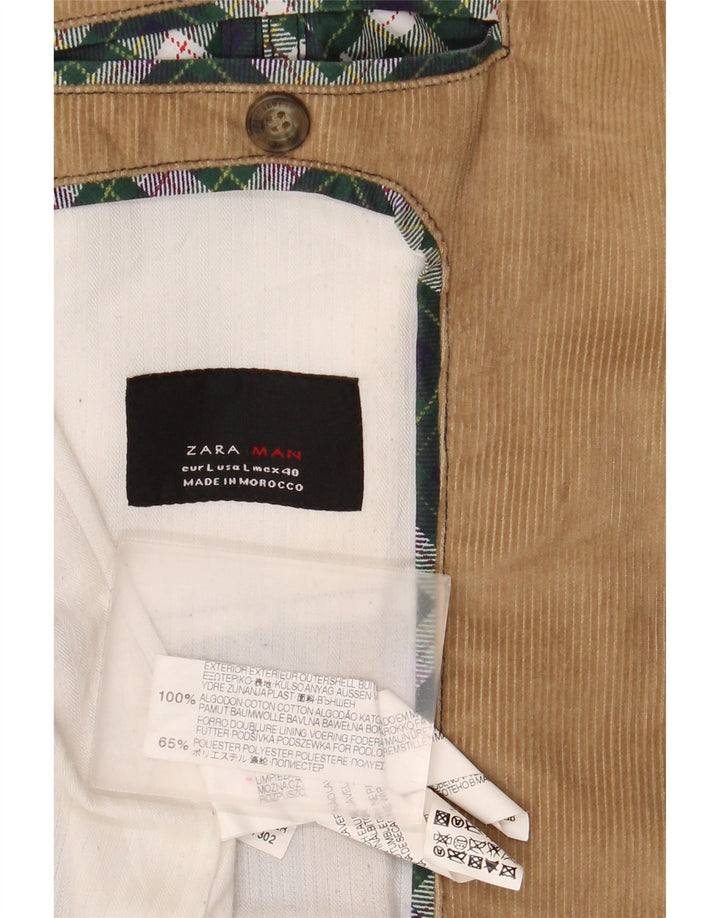 Zara Herren 2-Knopf-Blazer aus Cord, UK 40, große braune Baumwolle