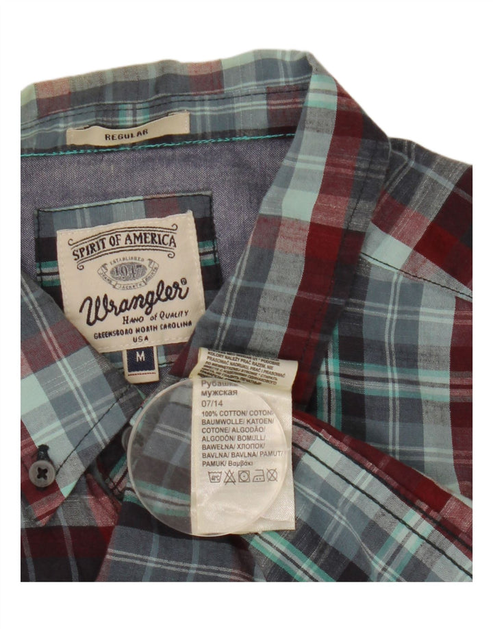 Wrangler Herren-Hemd mit normaler Passform, mittelblau karierte Baumwolle