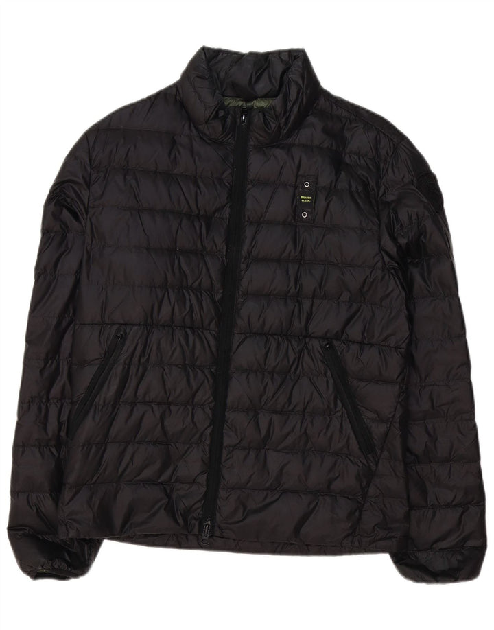 Blauer Herren Wattierte Jacke UK 38 Medium Schwarz Polyester