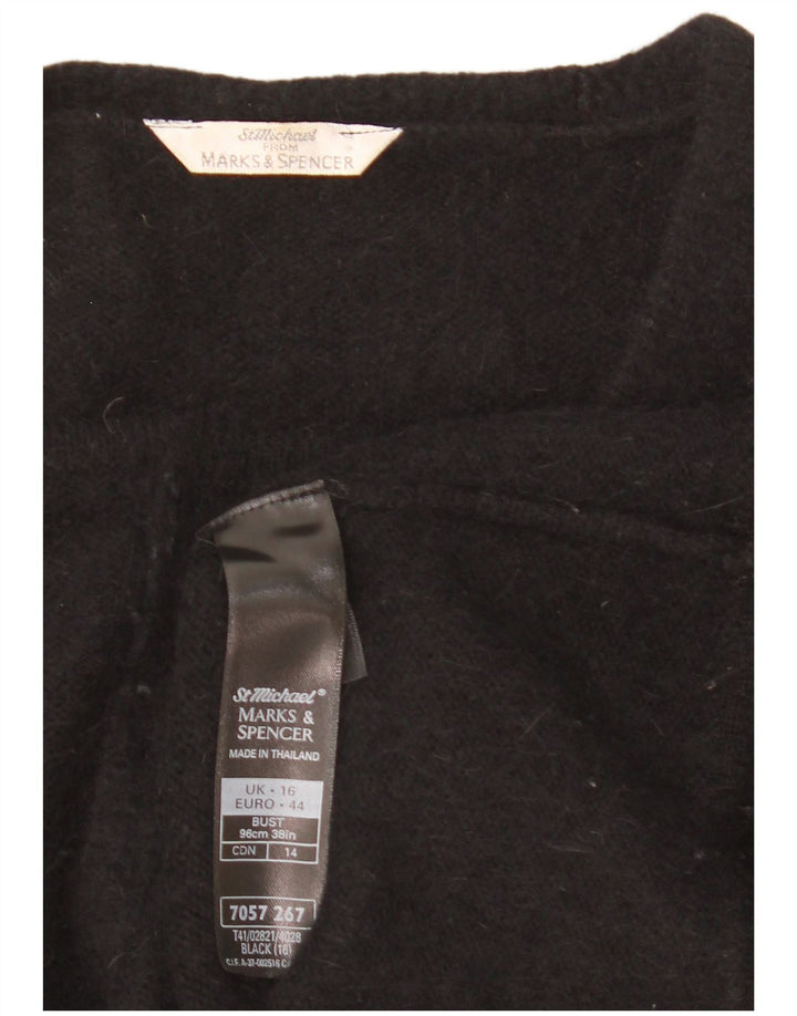 Marks & Spencer Damen Strickjacke Pullover UK 16 Large Black Angora