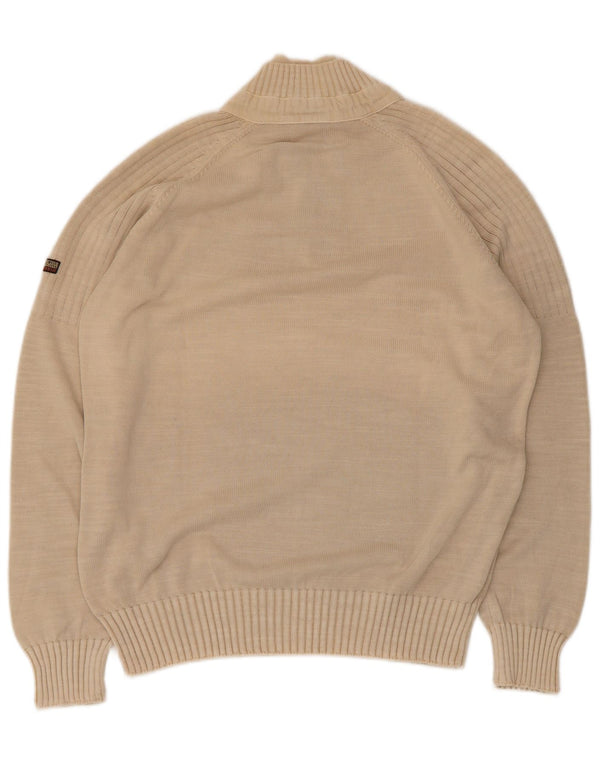 Napapijri Herren Geographic Pullover mit Reißverschluss am Hals, Größe L, Beige, Baumwolle